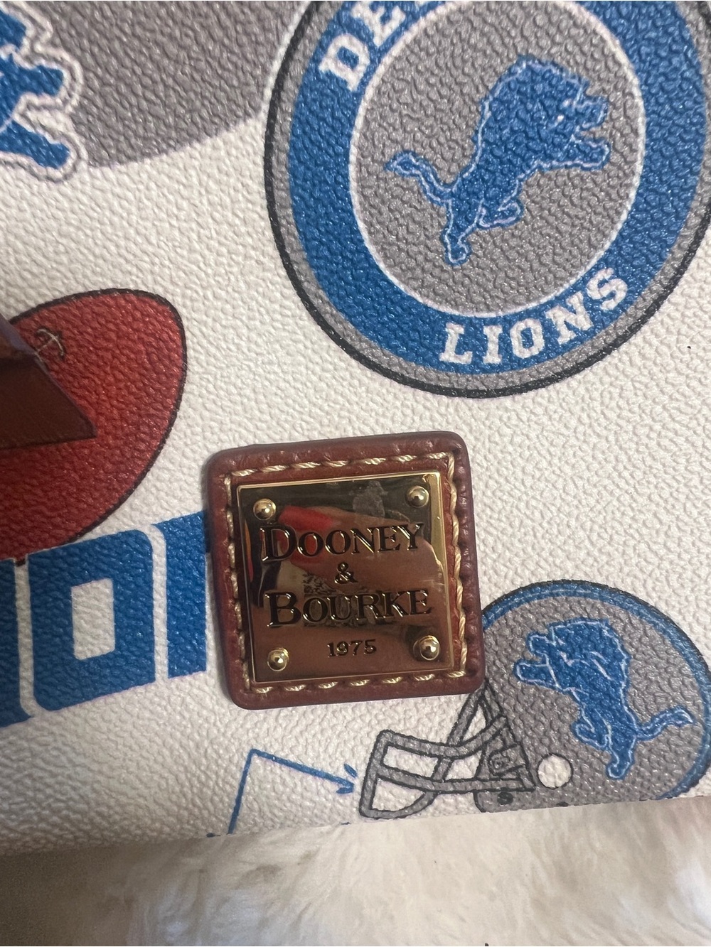 Dooney & Bourke White & Brown Detroit Lions Crossbody - Picture 9 of 10